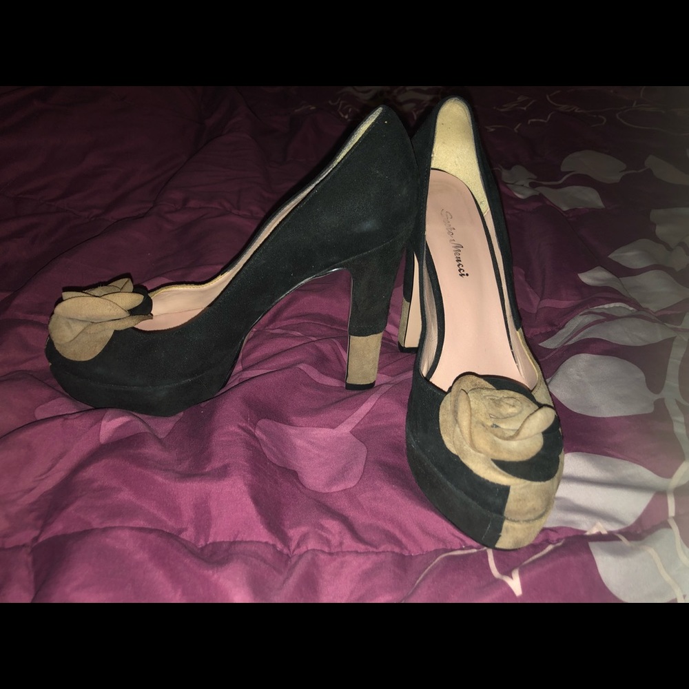 Gorgeous Tan and Black Block Heels